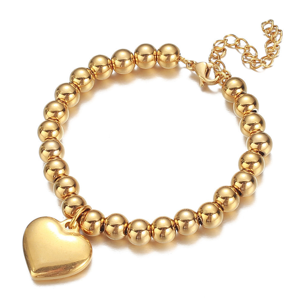 High-quality Stainless Steel Solid Bead Necklace Light Luxury Ins Women's Vacuum Electroplating