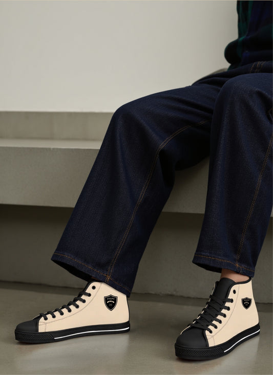 Adora Milano Serie 185 Klassische High-Top-Segeltuchschuhe – Weiß/Schwarz