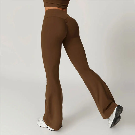 Adora Milano Pantaloni Yoga Donna A Zampa D'Elefante Vita Alta