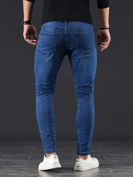Adora Milano Fashion Street Style Jeans grigi aderenti da uomo Pantaloni in denim a matita slim fit