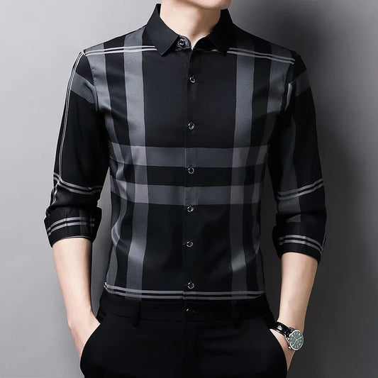Camicia da uomo casual a maniche lunghe con stampa e risvolto Adora Milano