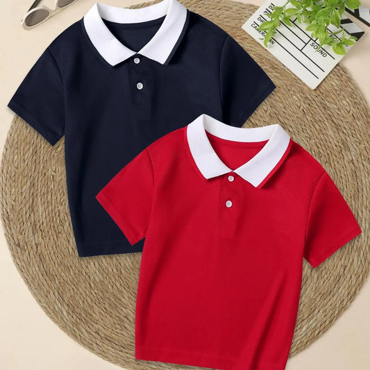 Adora Milano Maglietta Polo per Bambini con Risvolto e Abbinamento Colore Estivo da Ragazzo