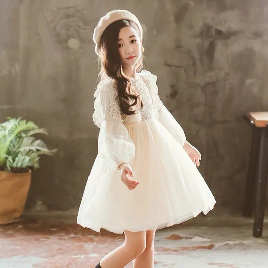 Adora Milano Abiti da bambina in pizzo Abito da principessa con perle dolce scollo a O