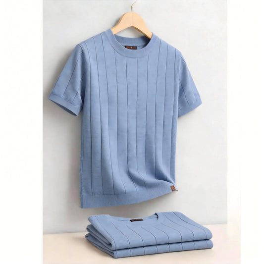 AIOPESON T-shirt a righe 100% cotone da uomo Tinta unita Girocollo Morbido al tatto Comodo Abbigliamento casual estivo Top