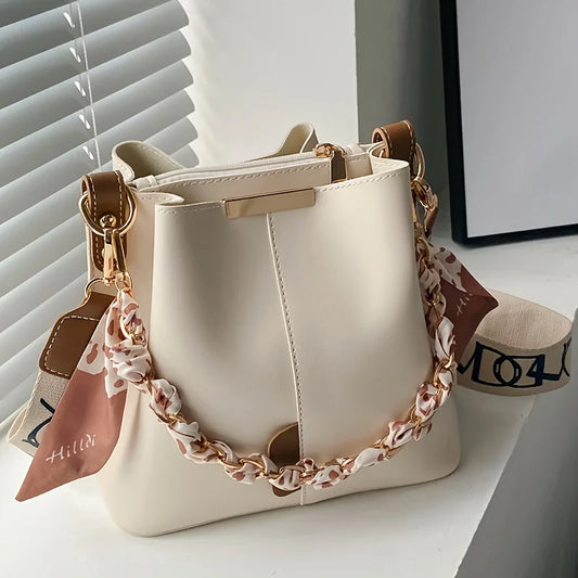 Adora Milano Borsa a Tracolla da Donna Grande Capacità Nastro a Catena Borsa a Secchiello Borsa a Tracolla