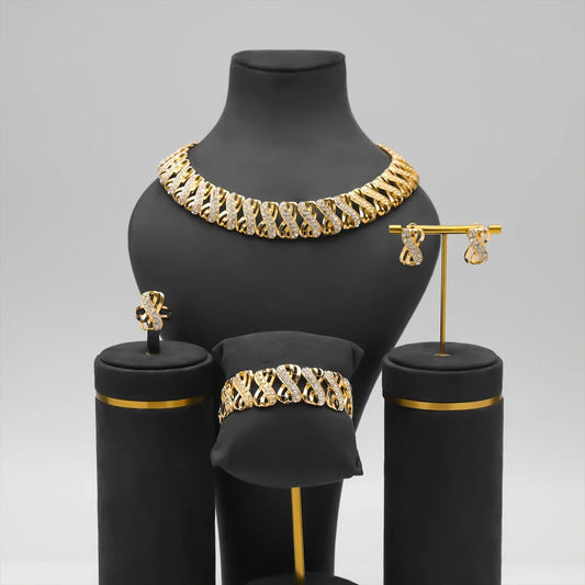Adora Milano Schmuckset Dubai Afrikanischer Choker Halskette Ohrringe Ringe