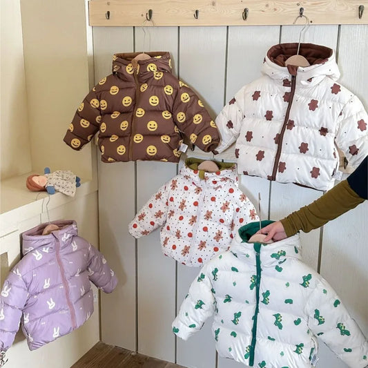 Adora Milano Kids Winter Coat  Little Bear Print Thicken Warm Padded Jacket Hooded Outerwear for Boys Girls
