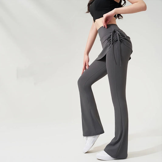 Adora Milano Yoga Pantaloni a Zampa Gonna Pantaloni Vita Alta Anca Sport Fitness Leggings