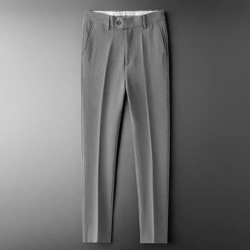 Slim Fit 9 Cropped Male Suit Trousers White Men's Summer Pants Tressed Luxury Luxury High Quality Up Stylish Formal 2024 Slacks