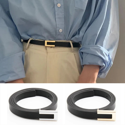 Cintura in pelle da donna Adora Milano, cintura elegante da donna per feste con fibbia in lega dorata, per jeans da donna