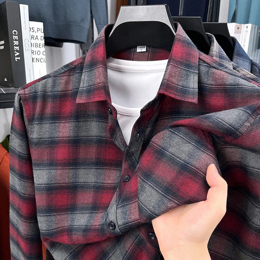 Adora Milano Camicia Casual da Uomo a Maniche Lunghe a Righe Stampata