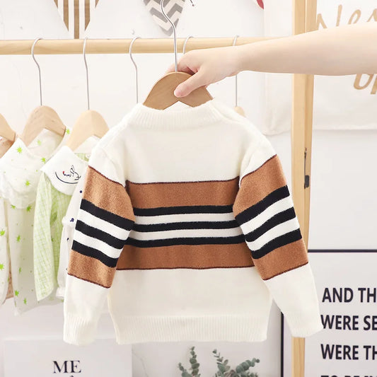 Adora Milano Maglione Invernale da Bambino Design a Righe Maglietta a Maniche Lunghe Maglieria Elegante per Bambini