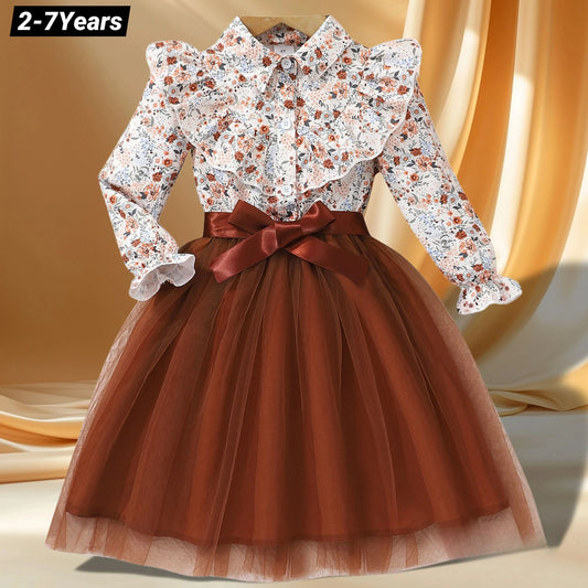 Adora Milano Vestito Bimba Manica Lunga Primavera Autunno Vestito Casual Carino Comodo Abbigliamento Bambina 2-7 Anni