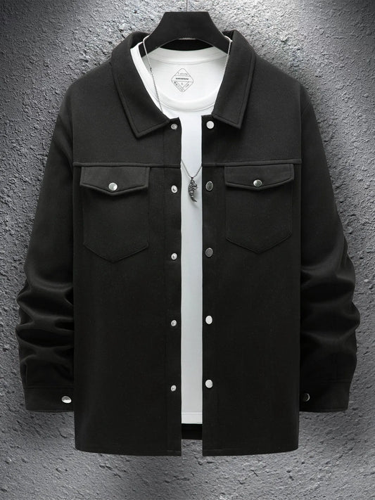 Giacca monopetto da uomo casual a maniche lunghe con tasche in tinta unita per primavera e autunno, nuova collezione 2025