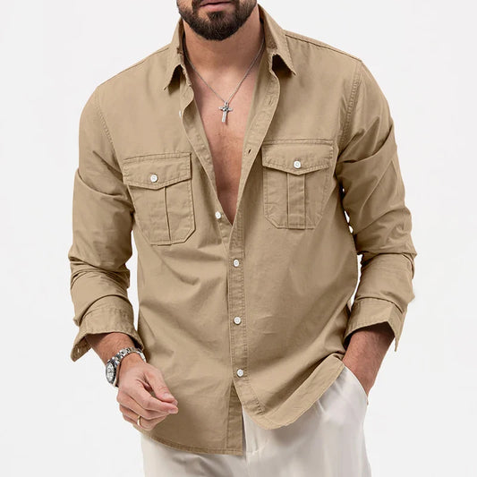 Camicia da uomo a maniche lunghe Adora Milano, abbigliamento fitness retrò tinta unita Tiki, jogging alla moda di alta qualità da strada