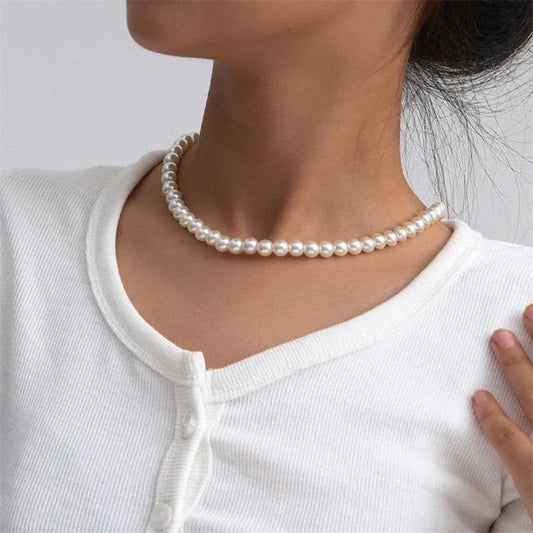 Adora Milano Klassisches Elegantes Weißes Perlen-Halsband für Damen und Herren