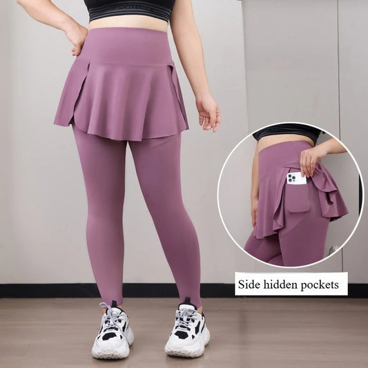Adora Milano Leggings con tasche a vita alta effetto pelle di squalo
