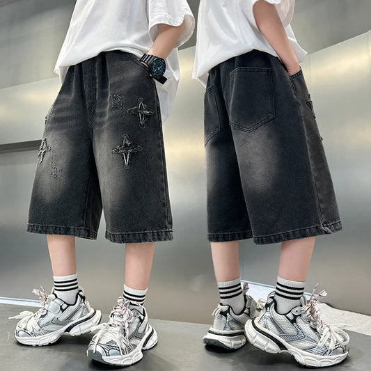 Adora Milano Pantaloncini in Denim da Ragazzo Jeans Corti Casual