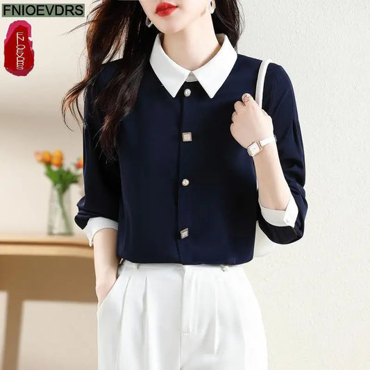 Adora Milano Damen Business Hemden Arbeits Damen Langarm Button-Down Hemd Blusen Oberteile