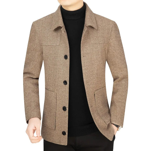 Adora Milano Uomo Abito Autunnale Giacca Vintage Tinta Unita Manica Lunga Blazer Maschile Tasca Casual Capospalla da Uomo