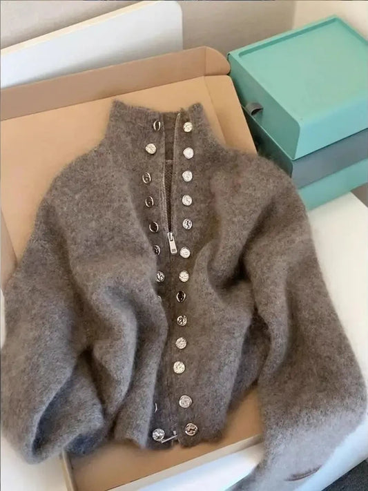 Cardigan Doppiopetto Adora Milano Design Maglione Cappotto a Maglia