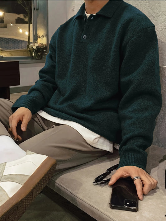 LVLAEA Camicia a maniche lunghe da uomo Tinta unita Colletto con revers Abbotonatura Autunno Inverno Loungewear Calda Moda Vestibilità ampia Stile Old Money