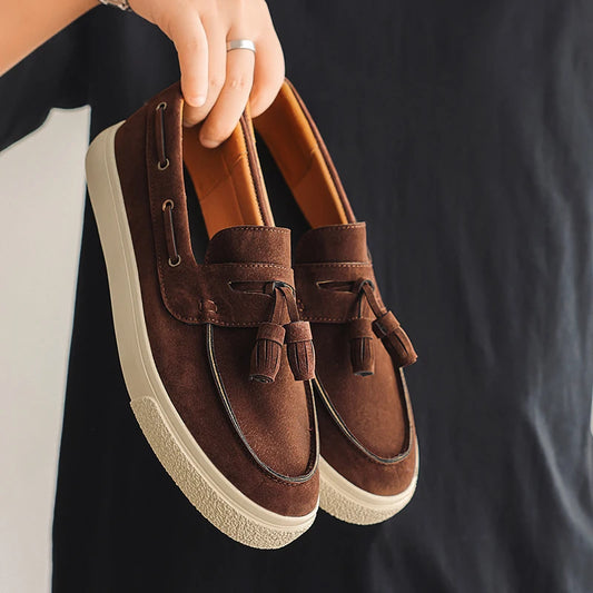 Mocassini da Uomo Adora Milano in Pelle Scamosciata Fatti a Mano Scarpe Casual da Passeggio Tempo Libero