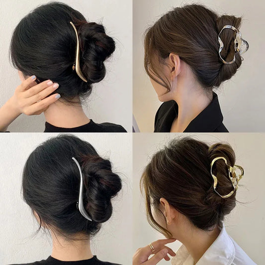 Adora Milano Moda Elegante Fermaglio per Capelli in Metallo a S Dorato per Donna