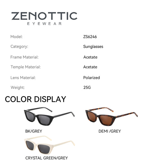 ZENOTTIC Occhiali da sole polarizzati in acetato fatti a mano di tendenza Occhiali da sole alla moda piccoli da donna con protezione UV Cat Eye