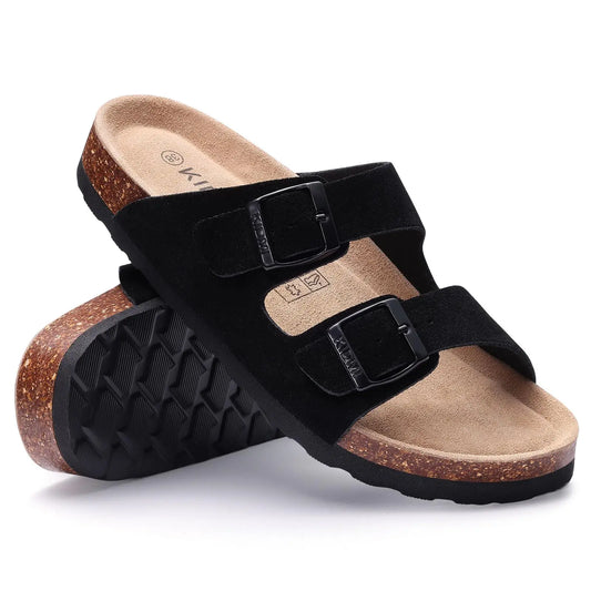 Adora Milano Sandali da donna per esterni con fibbia regolabile, pantofola casual comoda e piatta