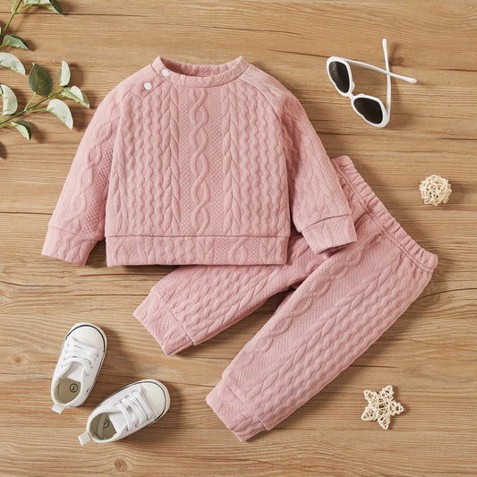 Adora Milano Baby-Mädchen-Jungen-Kleidungsset Einfarbig Langarm-Oberteil + Hose
