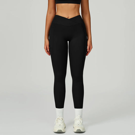 Leggings Donna Adora Milano a Vita Alta Pantaloni Yoga Collant con Tasche