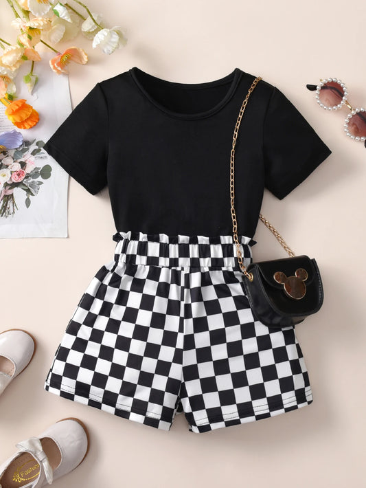 Adora Milano Set Estivo Bimba Due Pezzi Top Corto Nero Per Bambini