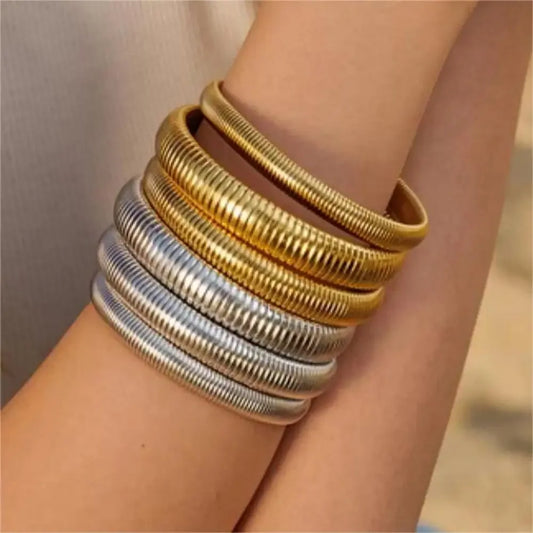 Adora Milano Edelstahl Retro Elastizität Dick Luxus Armband Schmuck Frauen