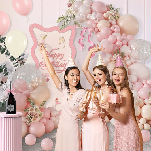 Adora Milano Ghirlanda Palloncini Rosa Confetto ad Arco Macaron Rosa Antico Bianco