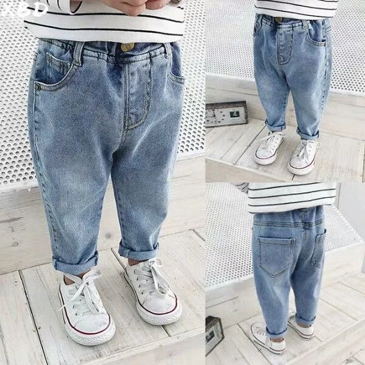 Adora Milano Pantaloni Lunghi Jeans Vestibilità Larga Casual Strappi Per Bambini E Ragazzi
