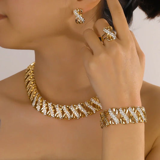 Adora Milano Schmuckset Dubai Afrikanischer Choker Halskette Ohrringe Ringe