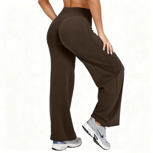 Adora Milano Pantaloni Yoga a Gamba Larga da Donna Leggings Sportivi a Vita Alta