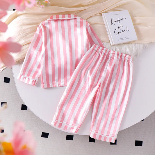 Adora Milano Pigiami Set Bambini Bambine Stampa Bottone Maglietta a Maniche Lunghe e Pantaloni