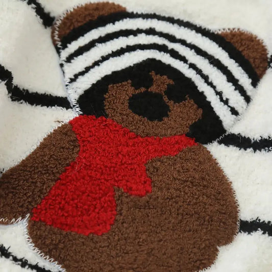 Adora Milano Completo Pigiama Invernale per Bambini Orsetto in Cotone Patchato Bambine Felpa