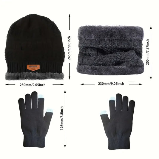Adora Milano Warm & Soft Winter-Fleece-gefütterte Strickmütze, Schals