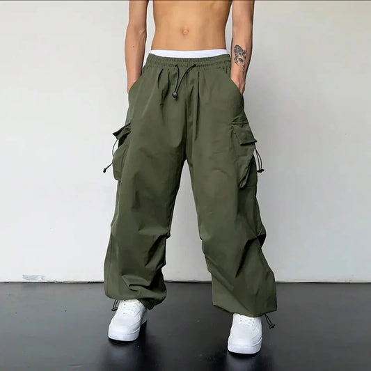 Pantaloni Cargo Casual da Uomo Moda Streetwear Classici Dritti a Gamba Larga da Uomo Pantaloni da Lavoro con Coulisse Trendy Larghi Cargo