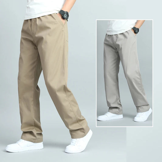Adora Milano Men's Casual Cotton Trousers Loose Fit Straight Pants