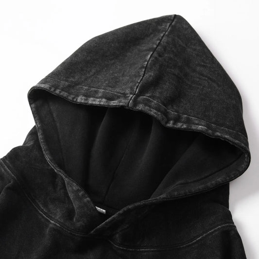 Adora Milano Felpa con Cappuccio a Maniche Lunghe Girocollo Vestibilità Ampia Unisex Lavaggio Effetto Usurato