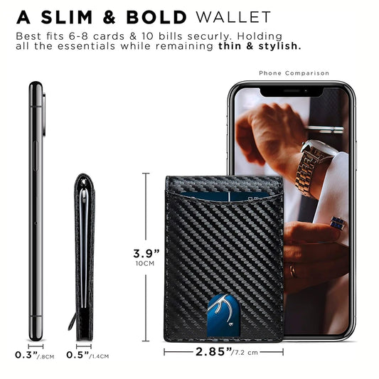 Adora Milano Portafoglio Uomo Slim con Fermasoldi - Sottile - Portafoglio da Uomo con Clip per Banconote