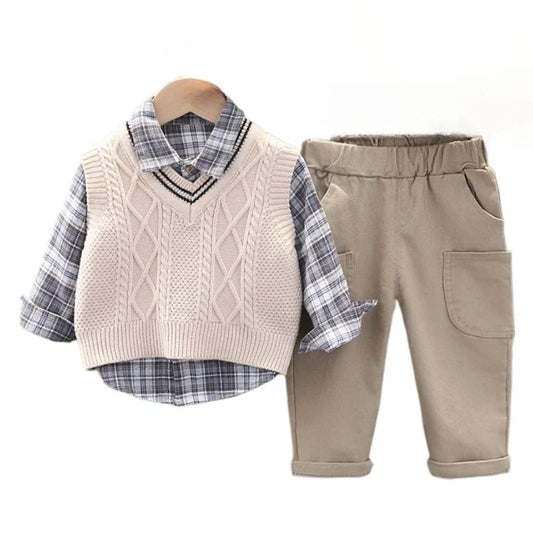 Adora Milano Completo Abito Bambini Maschietti Camicia Gilet Pantaloni Casual Scozzesi