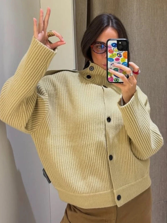 Adora Milano Cappotto Maglione da Donna Monopetto in Maglia
