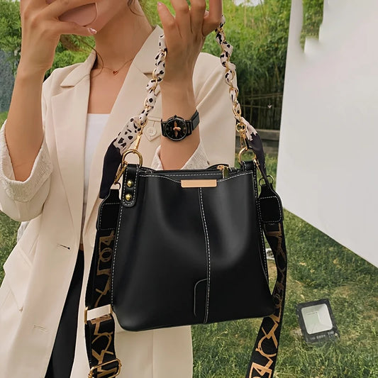Adora Milano Borsa a Tracolla da Donna Grande Capacità Nastro a Catena Borsa a Secchiello Borsa a Tracolla