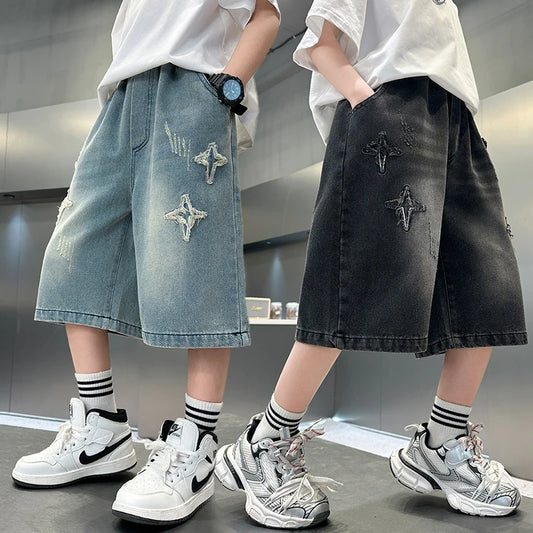 Adora Milano Pantaloncini in Denim da Ragazzo Jeans Corti Casual