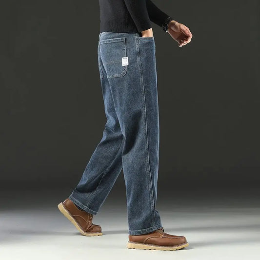 Adora Milano Jeans da Uomo Larghi Casual Dritti Elasticizzati in Denim